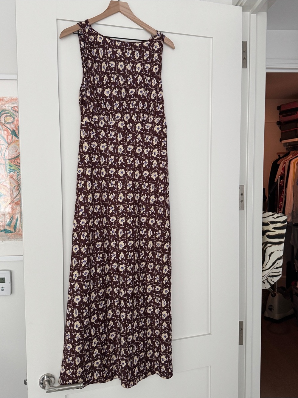 J. Crew Sleeveless Floral Midi Dress in Burgundy